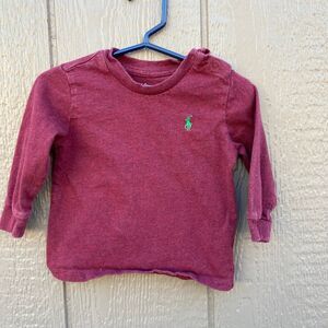 Ralph Lauren baby boy size 9 months burgundy long sleeve shirt